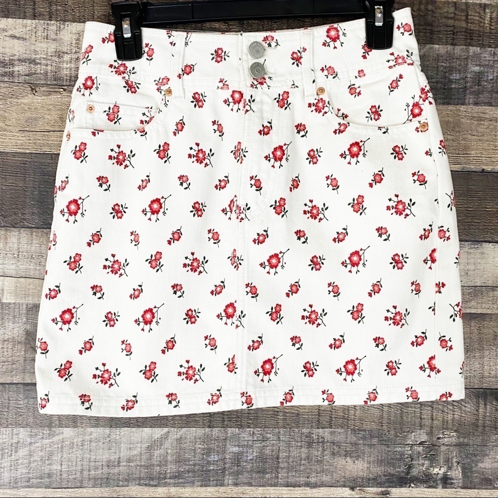Urban Outfitters UO BDG Floral White Y2K Denim Skirt